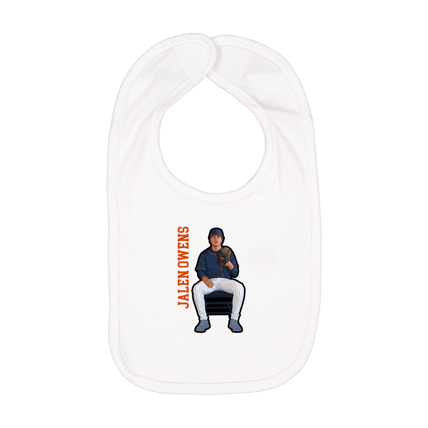 Infant Bib — Name Vertical in White