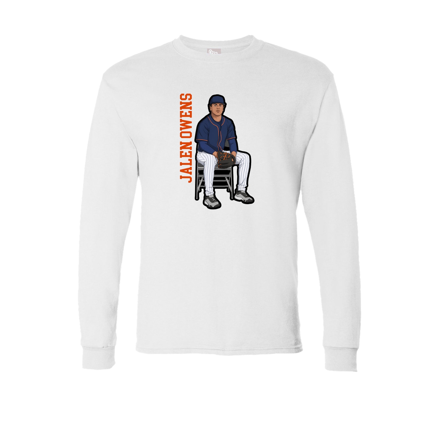 Long Sleeve Tee — Name Vertical in White