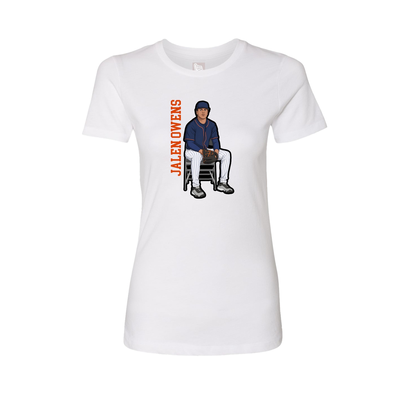 Fitted Women's Tee — Name Vertical in White