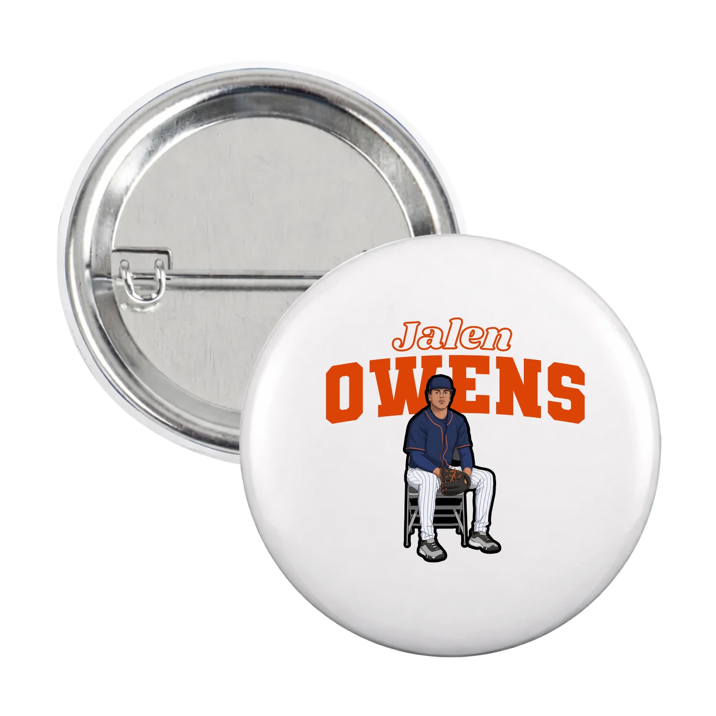 Game Day Button — Name Arch in White
