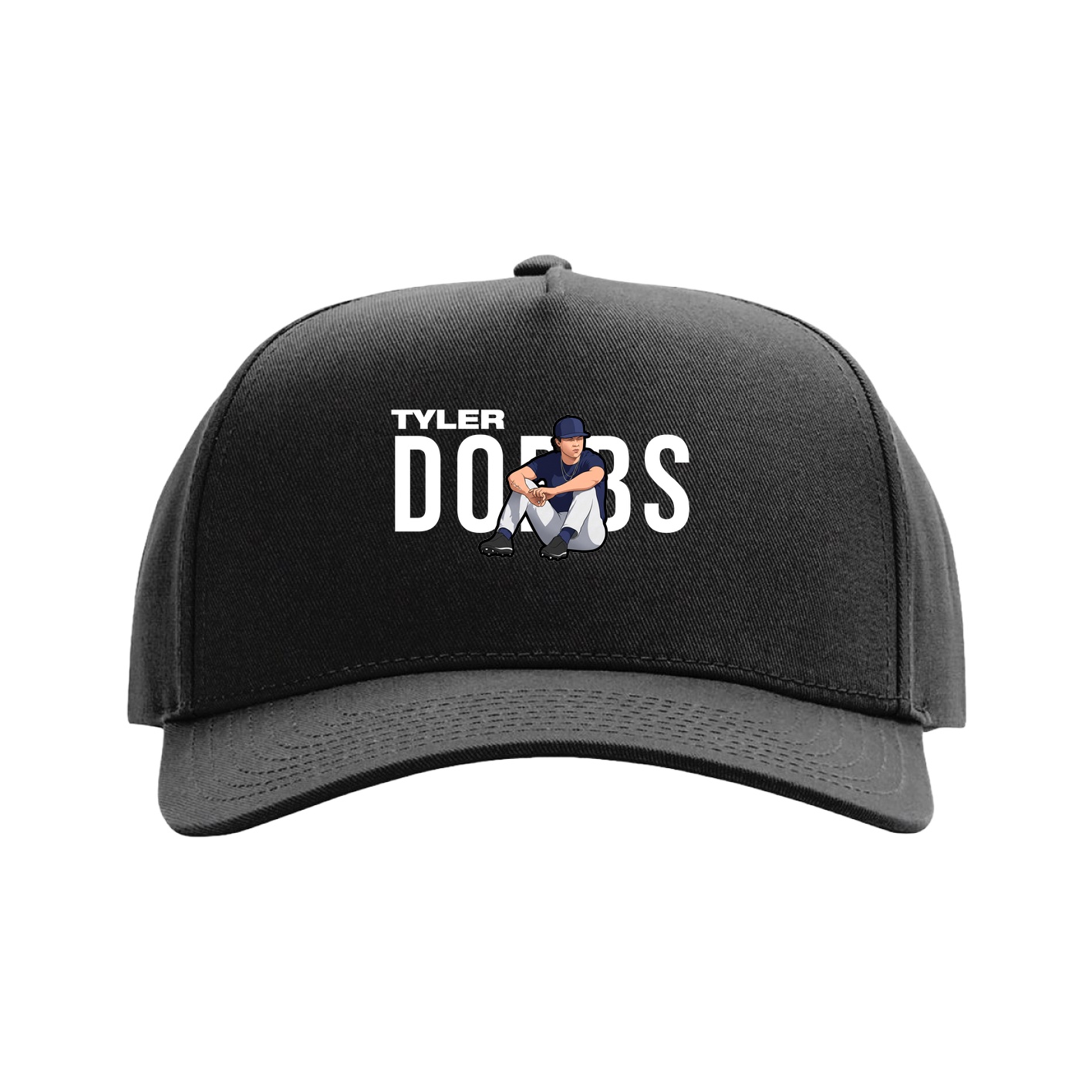 Full Fabric Five-Panel Champ Cap — Player Name in Black