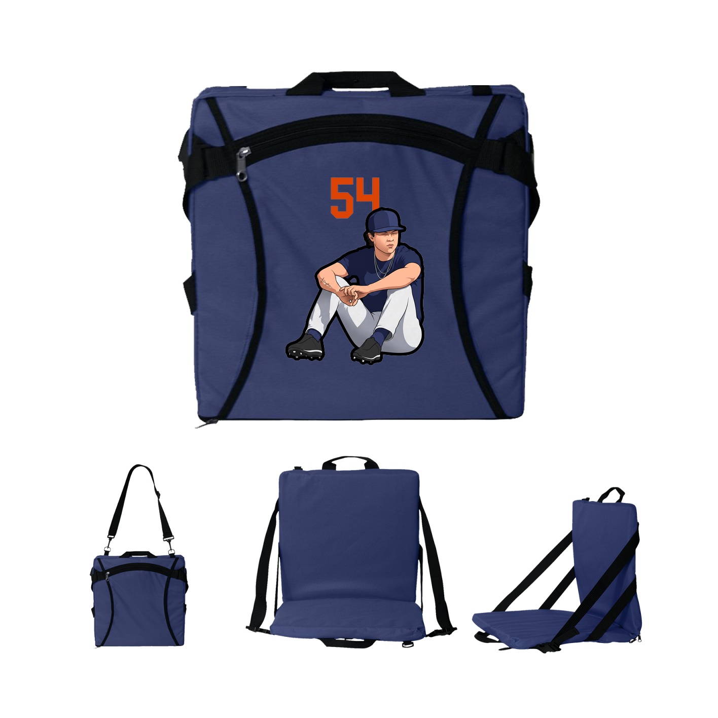Folding Stadium Seat — Number Top in Navy