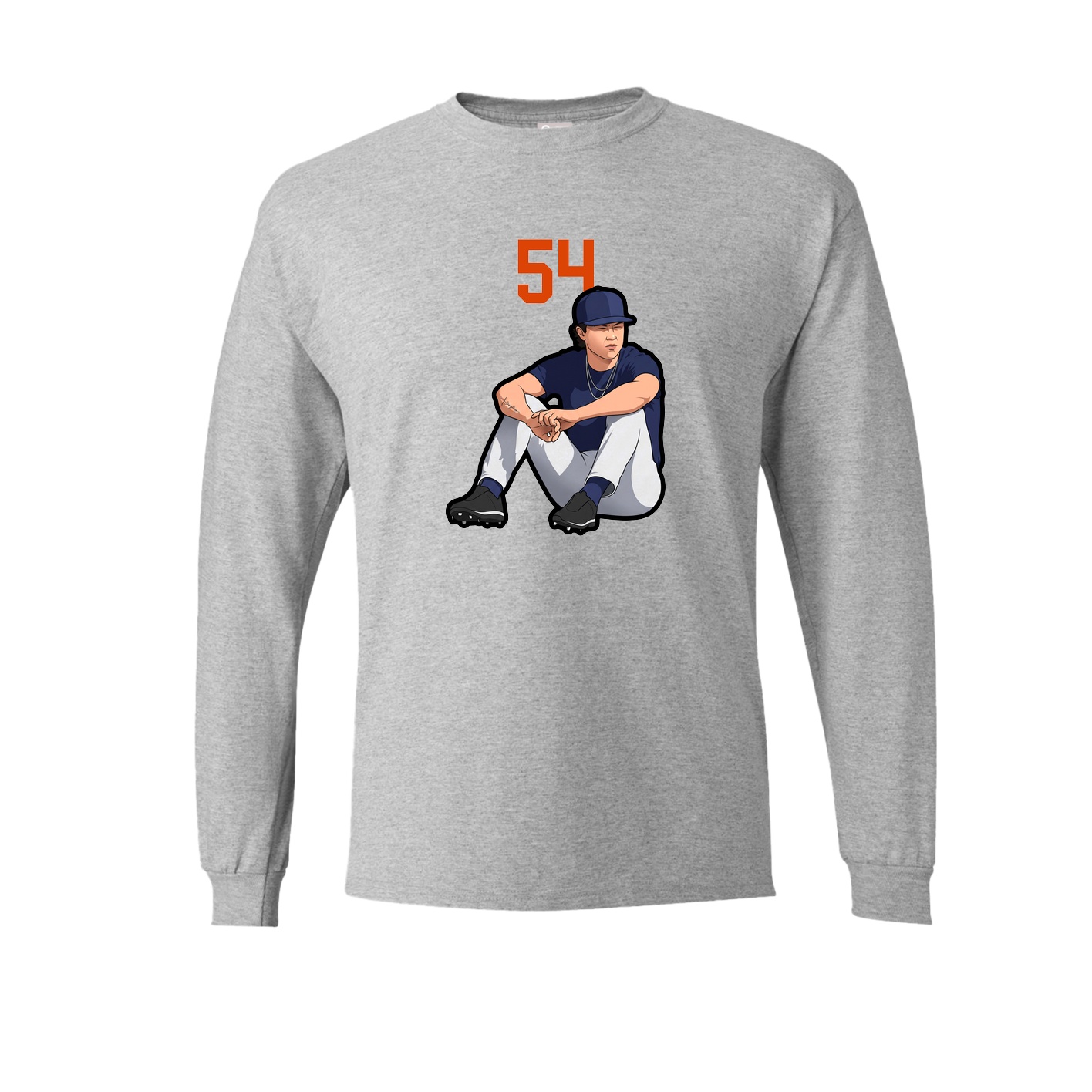 Long Sleeve Tee — Number Top in Grey