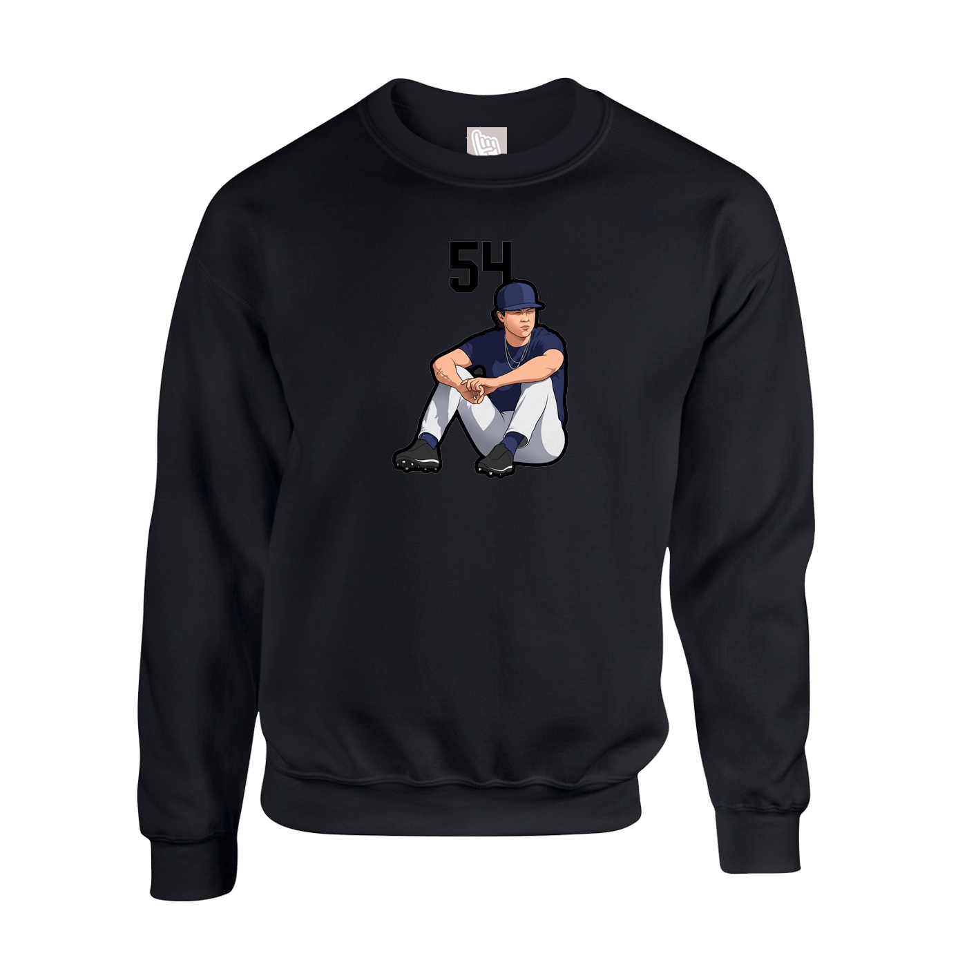 Fleece Crew — Number Top in Black