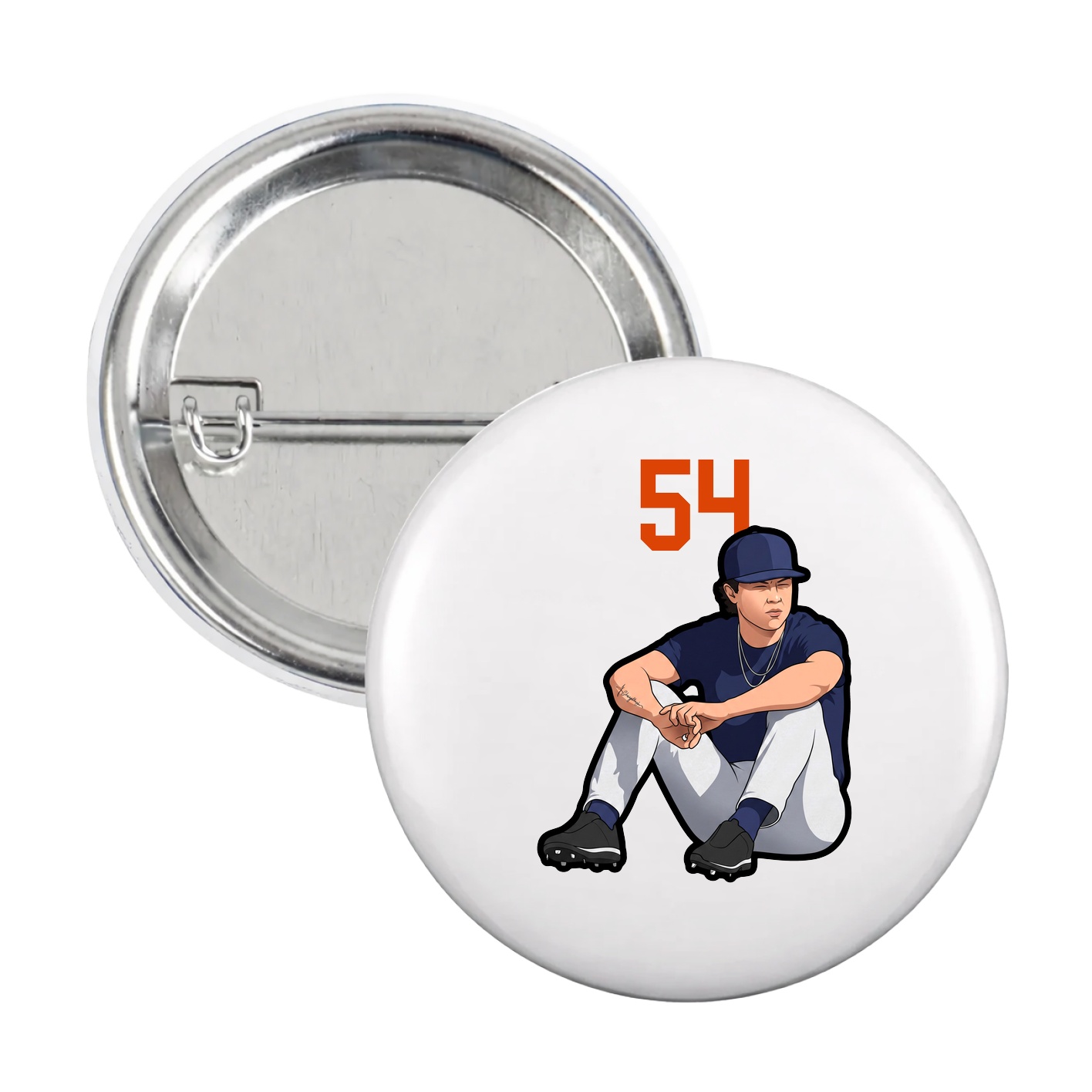 Game Day Button — Number Top in White