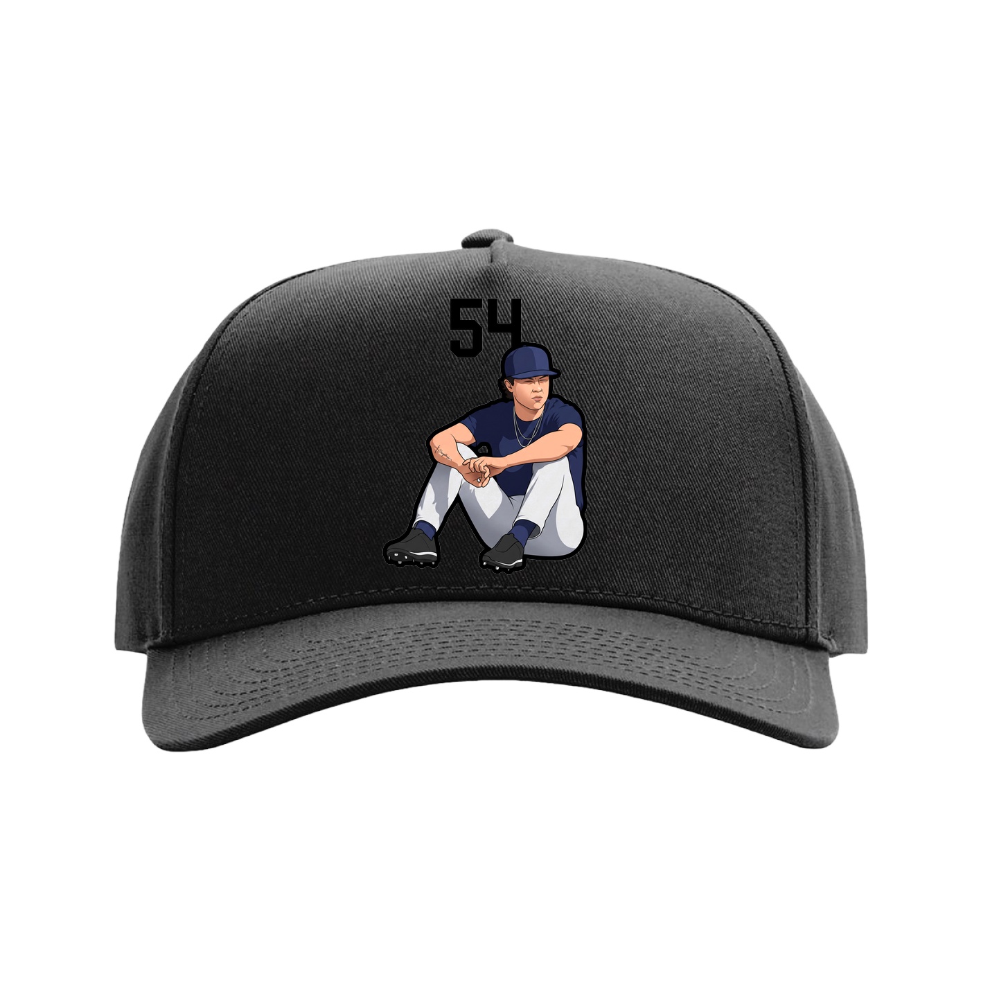 Full Fabric Five-Panel Champ Cap — Number Top in Black