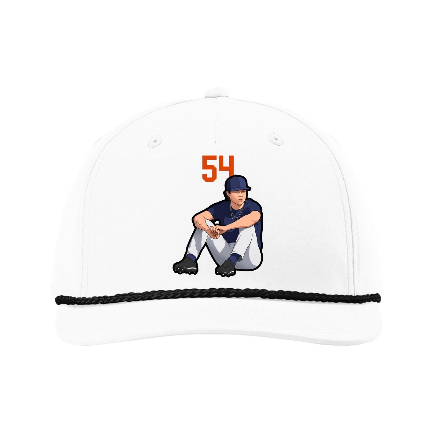 Five-Panel Classic Rope Cap — Number Top in White