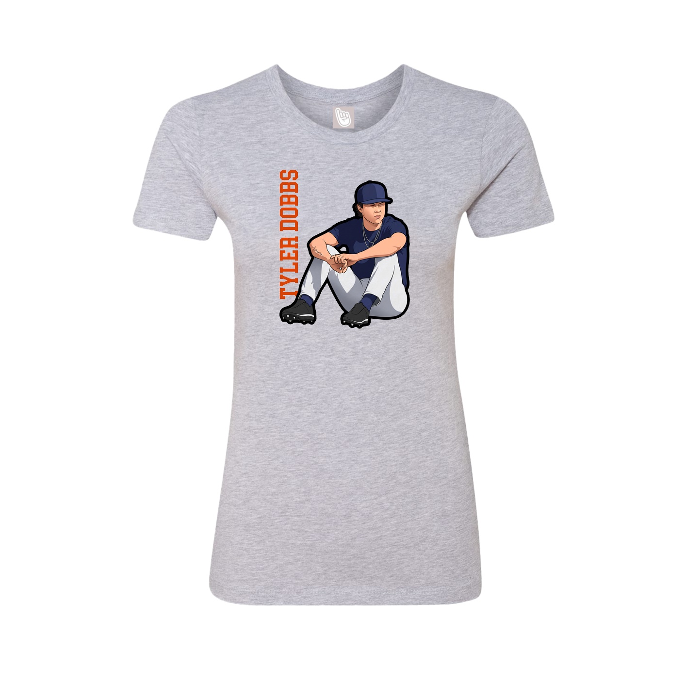 Fitted Women's Tee — Name Vertical in Grey