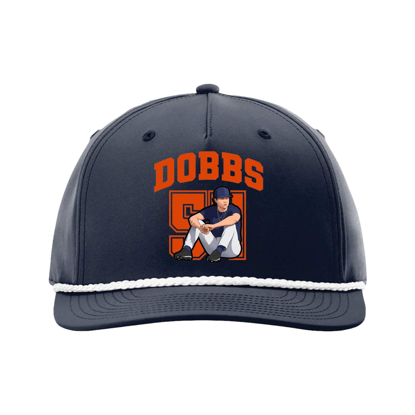 Five-Panel Classic Rope Cap — Number in Navy