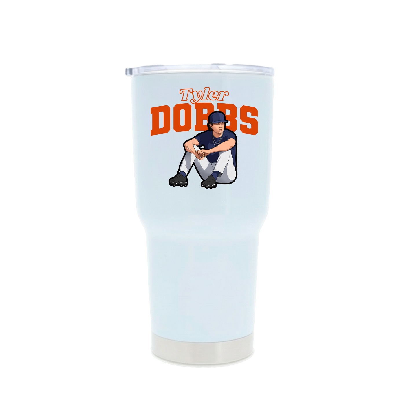 30oz Stainless Steel Tumbler — Name Arch in White