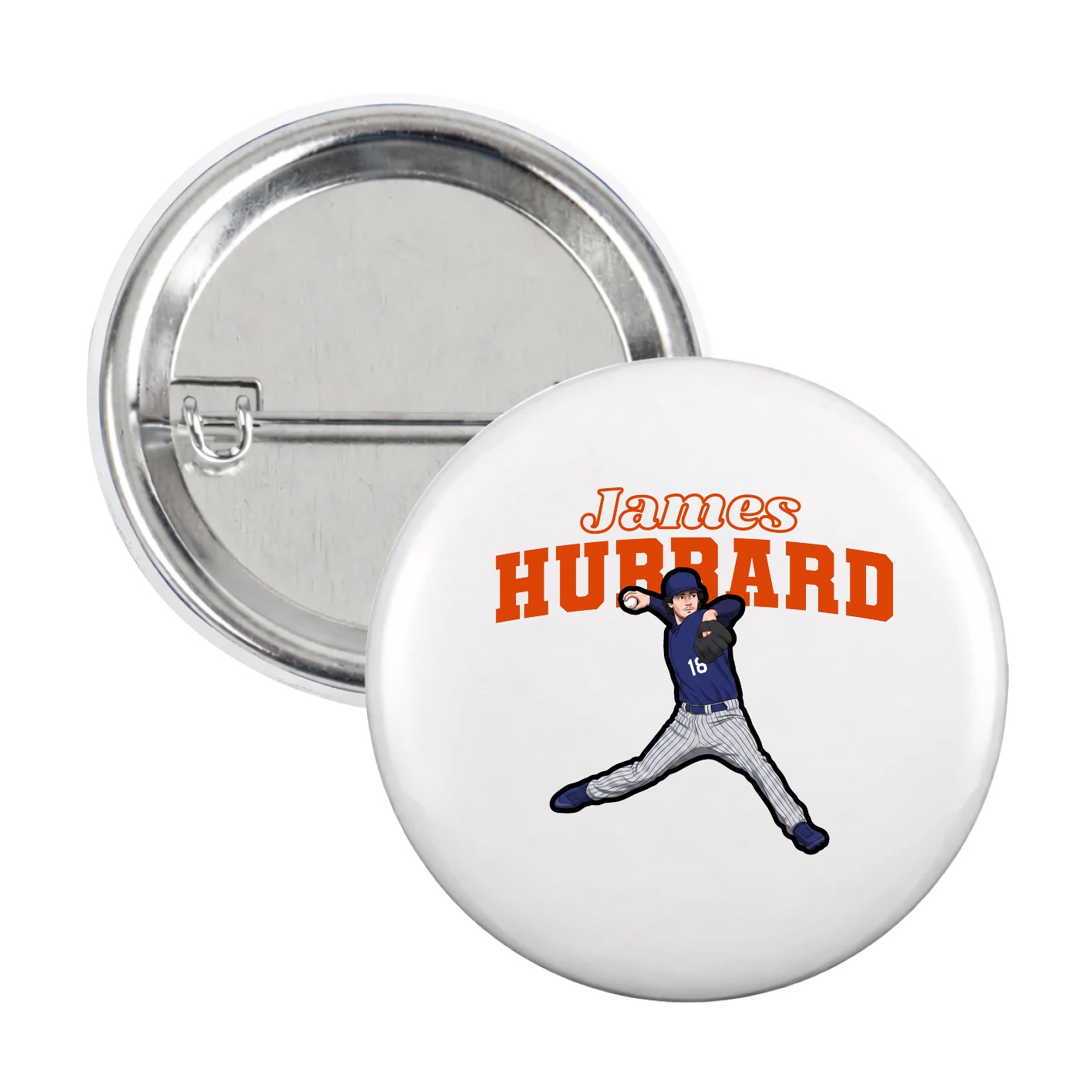 Game Day Button — Name Arch in White