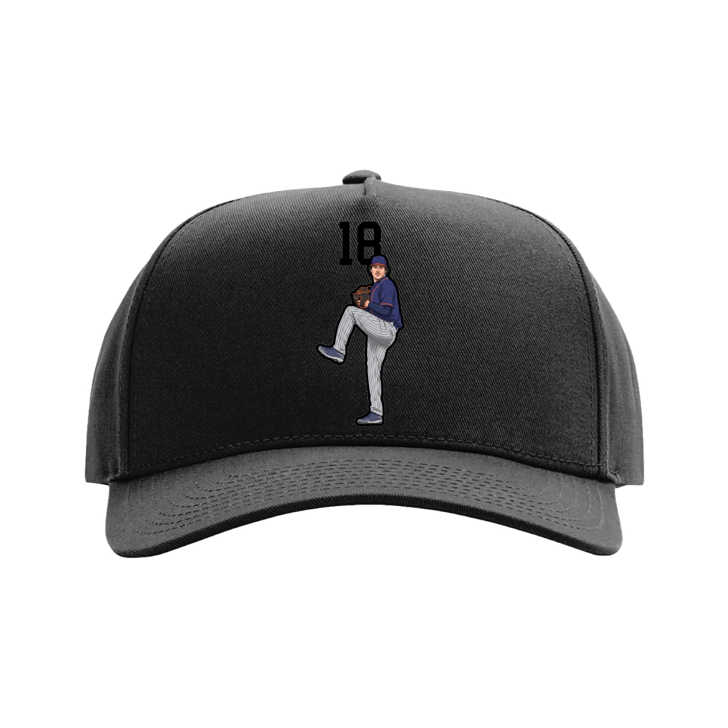 Full Fabric Five-Panel Champ Cap — Number Top in Black