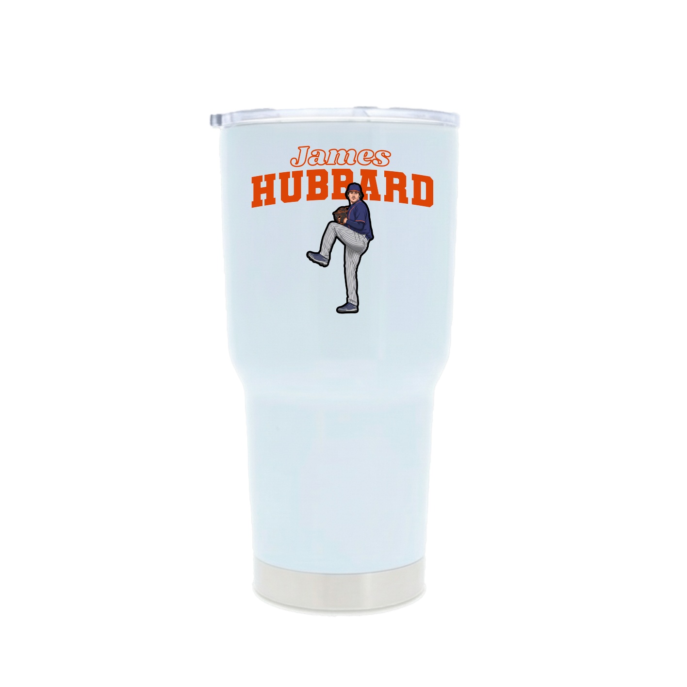 30oz Stainless Steel Tumbler — Name Arch in White