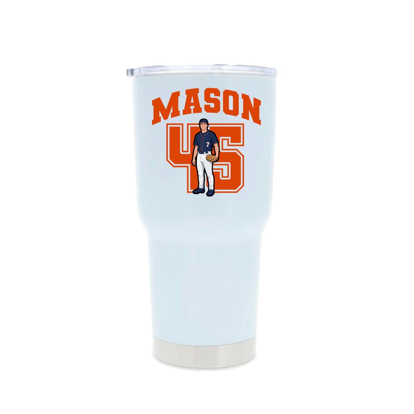 30oz Stainless Steel Tumbler — Number in White