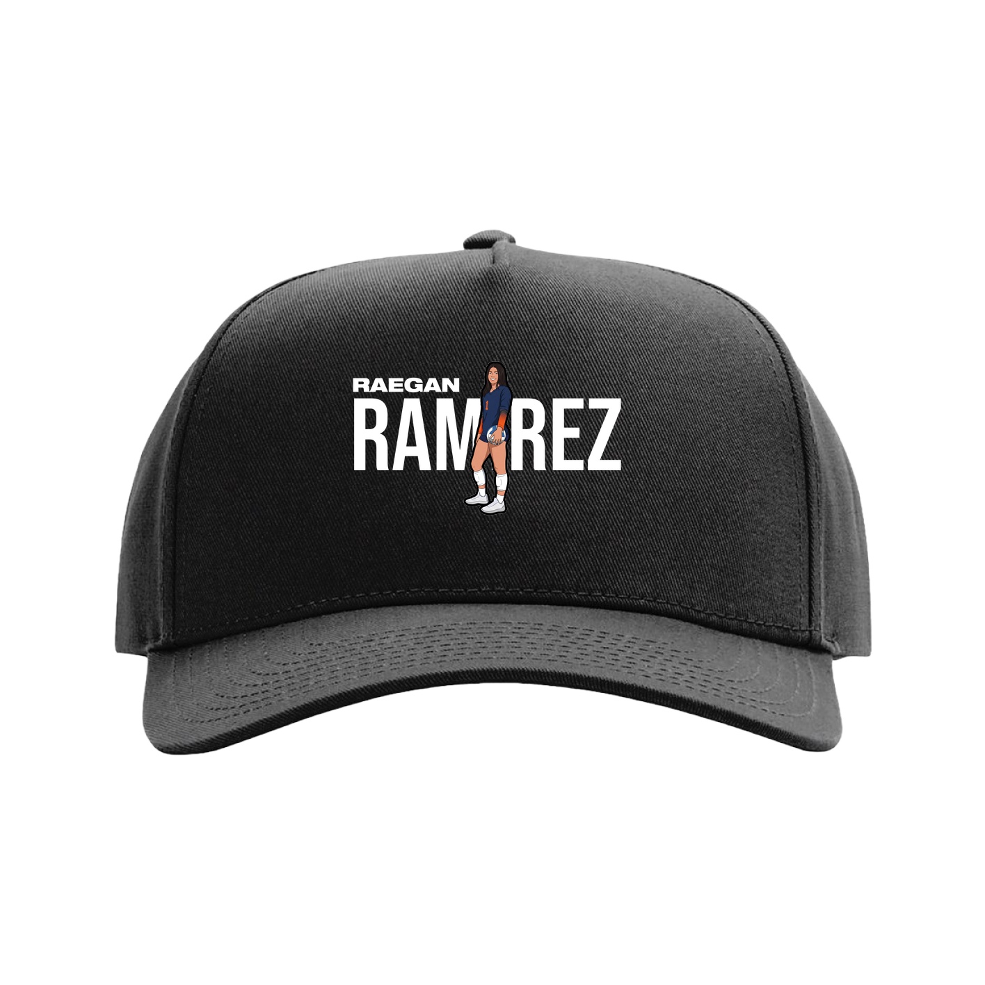 Full Fabric Five-Panel Champ Cap — Player Name in Black