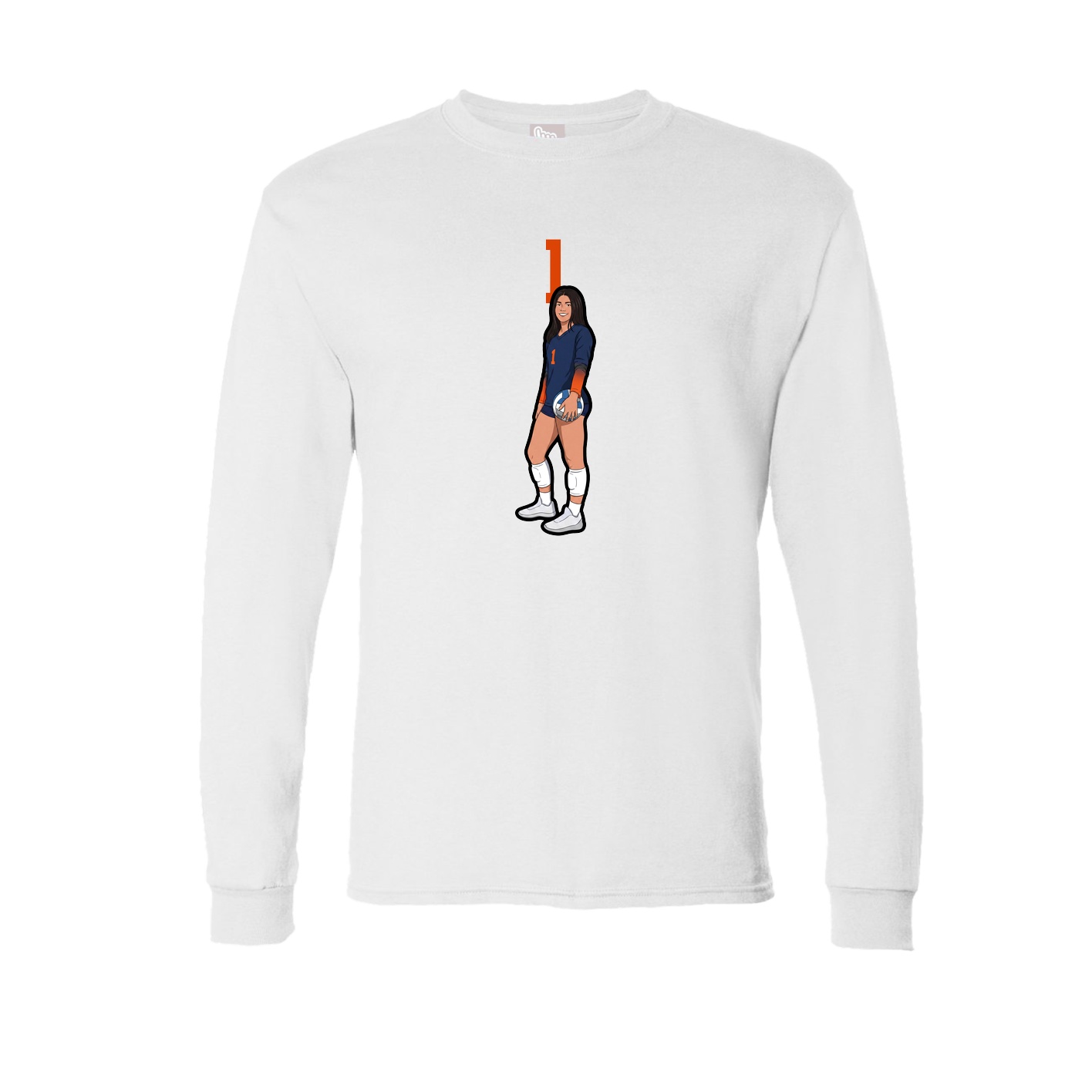 Long Sleeve Tee — Number Top in White