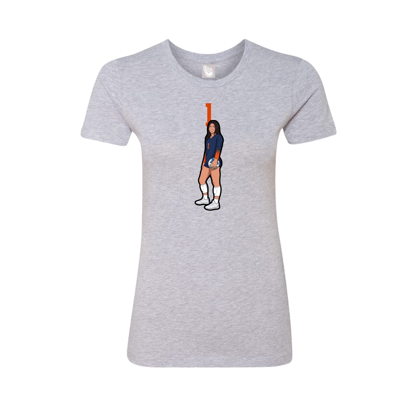 Fitted Women's Tee — Number Top in Grey