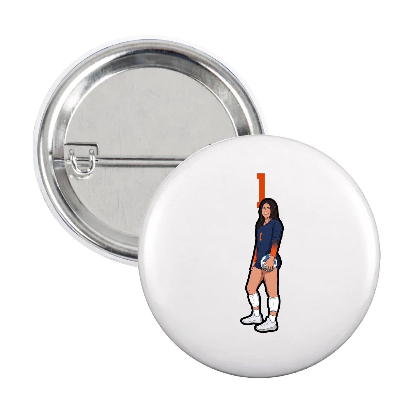Game Day Button — Number Top in White