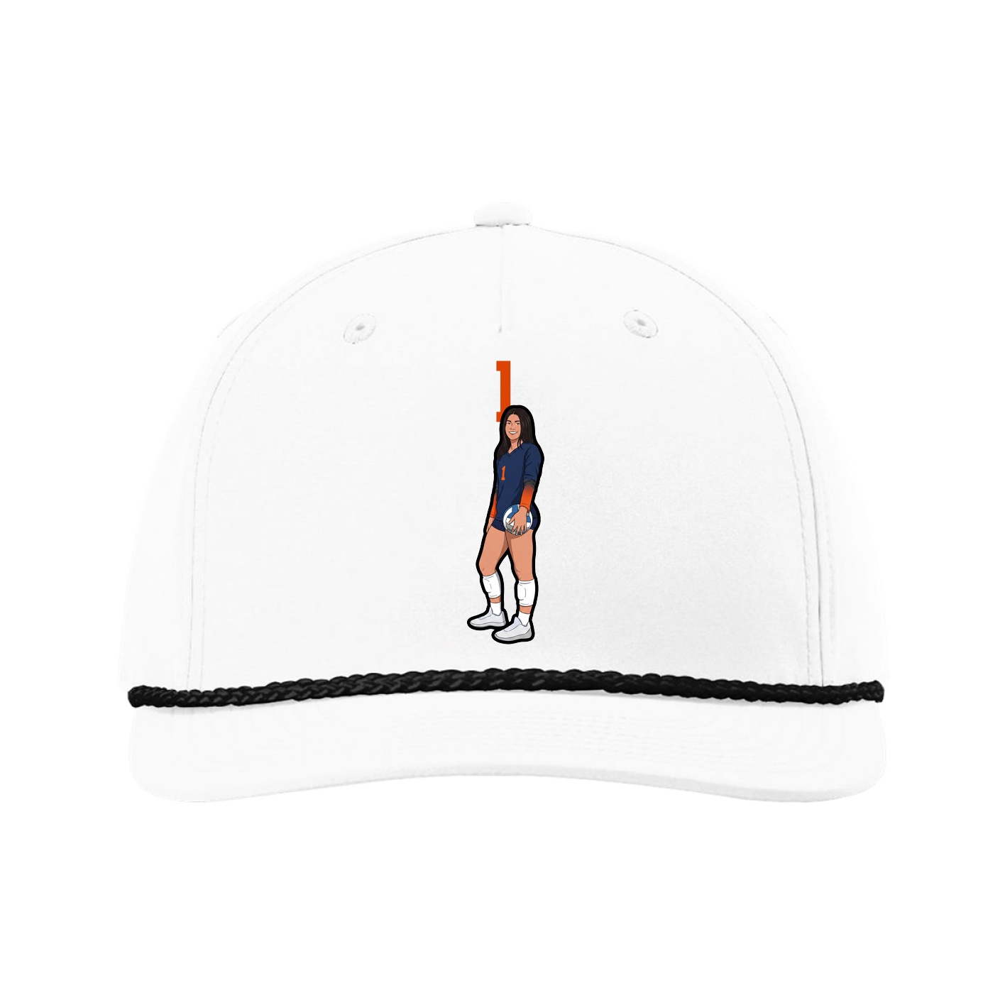 Five-Panel Classic Rope Cap — Number Top in White
