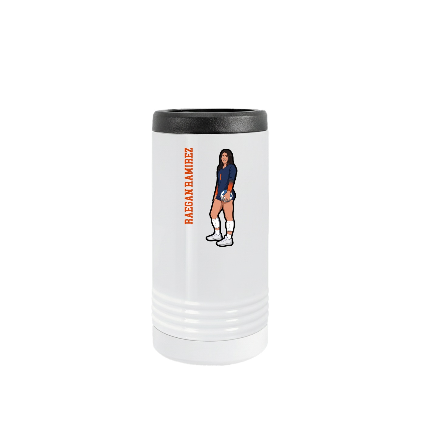Slim Beverage Holder — Name Vertical in White
