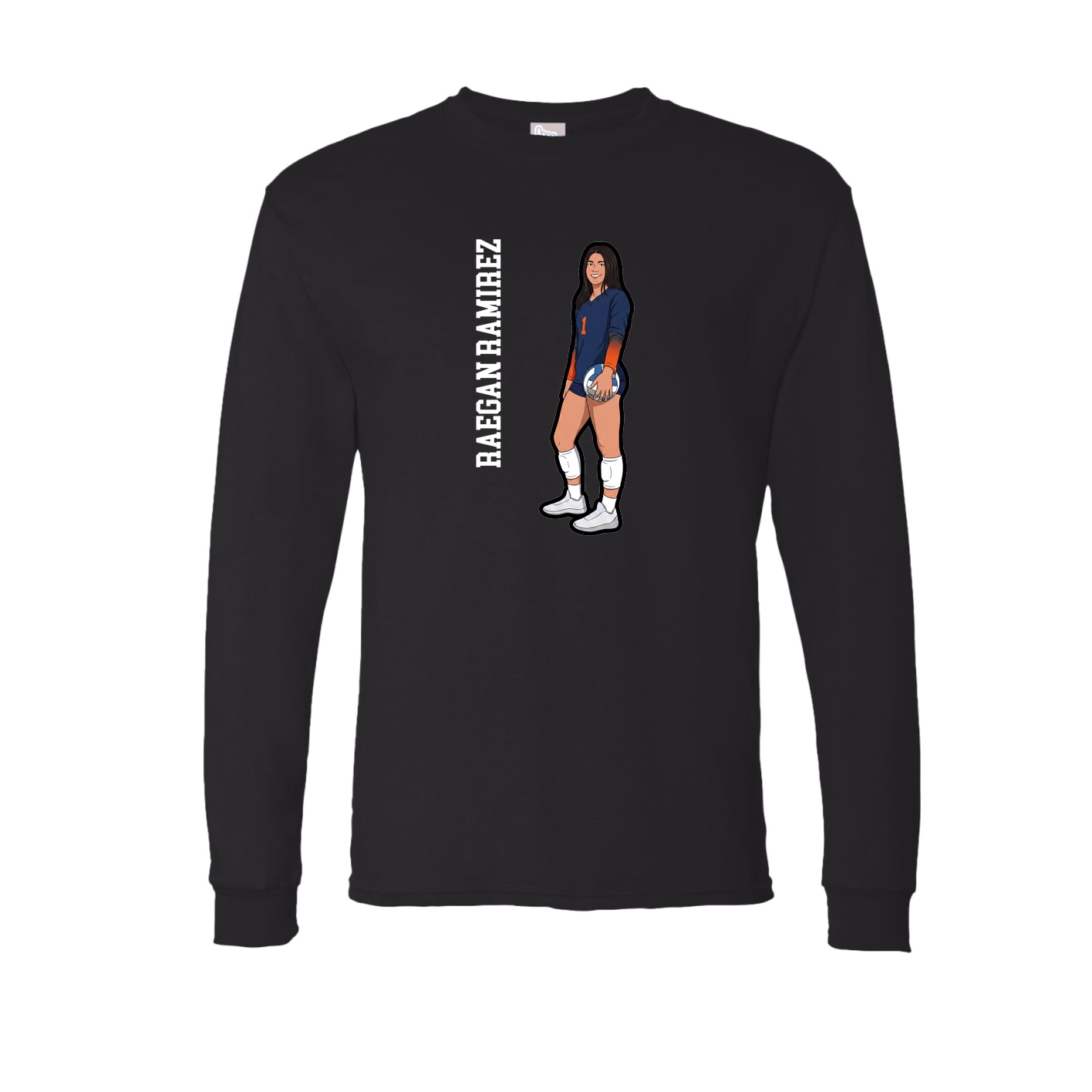 Long Sleeve Tee — Name Vertical in Black