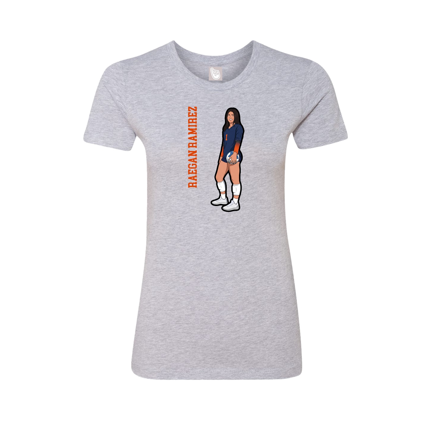 Fitted Women's Tee — Name Vertical in Grey