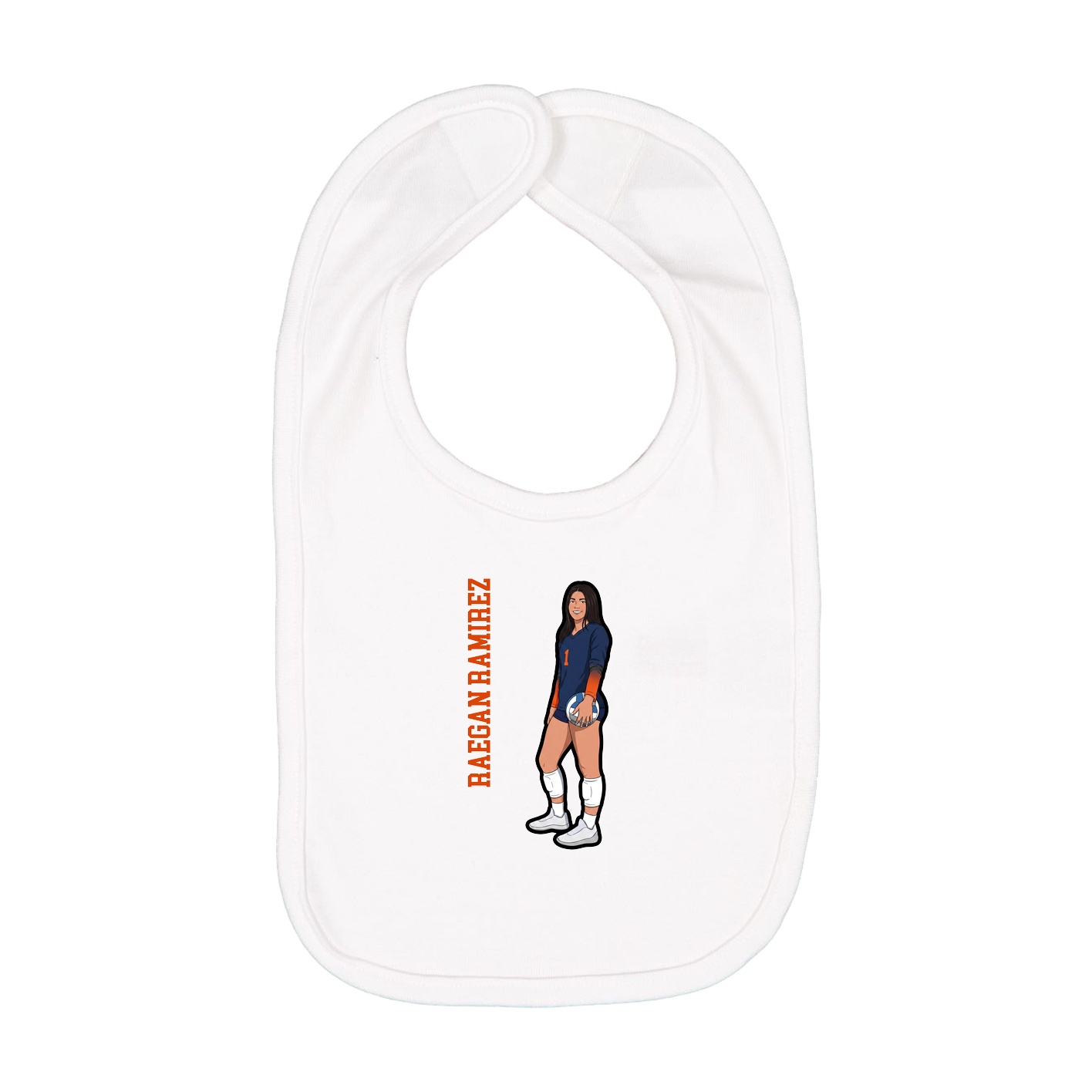 Infant Bib — Name Vertical in White