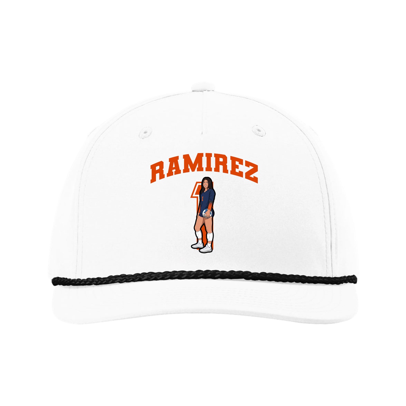 Five-Panel Classic Rope Cap — Number in White
