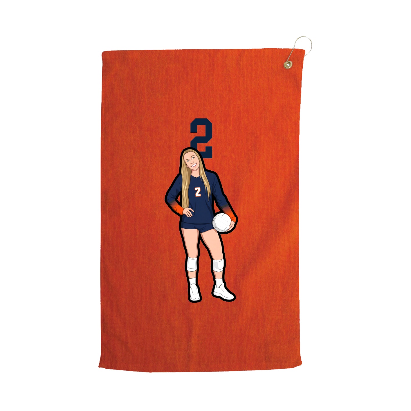 Golf Towel — Number Top in Orange