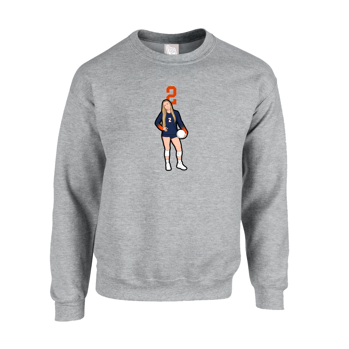 Fleece Crew — Number Top in Grey