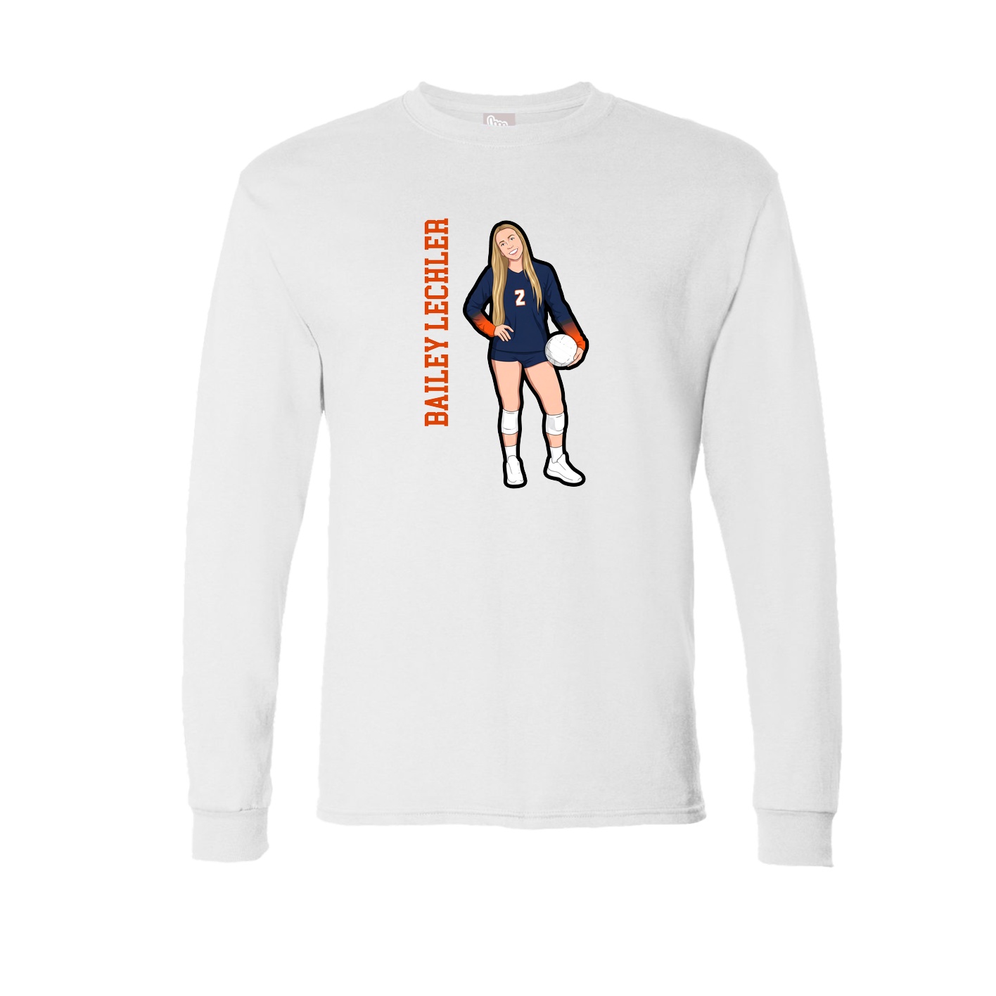 Long Sleeve Tee — Name Vertical in White