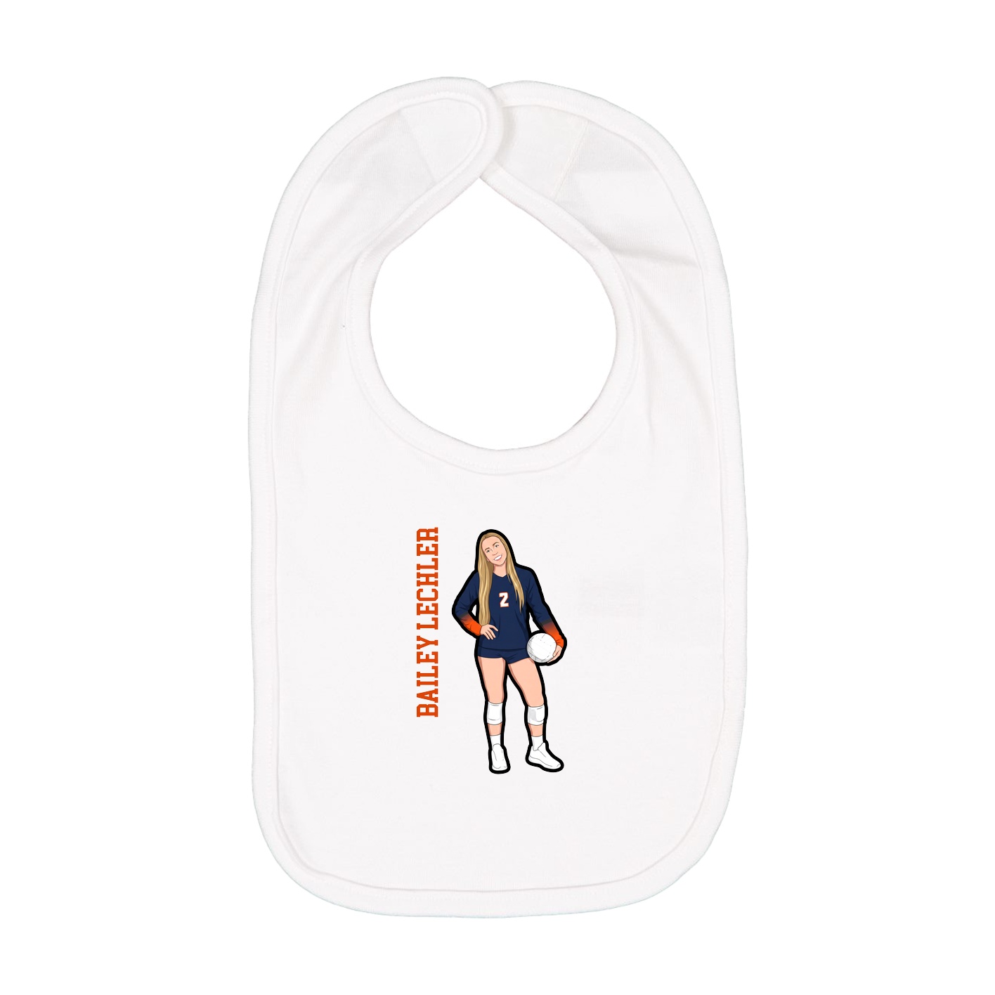 Infant Bib — Name Vertical in White