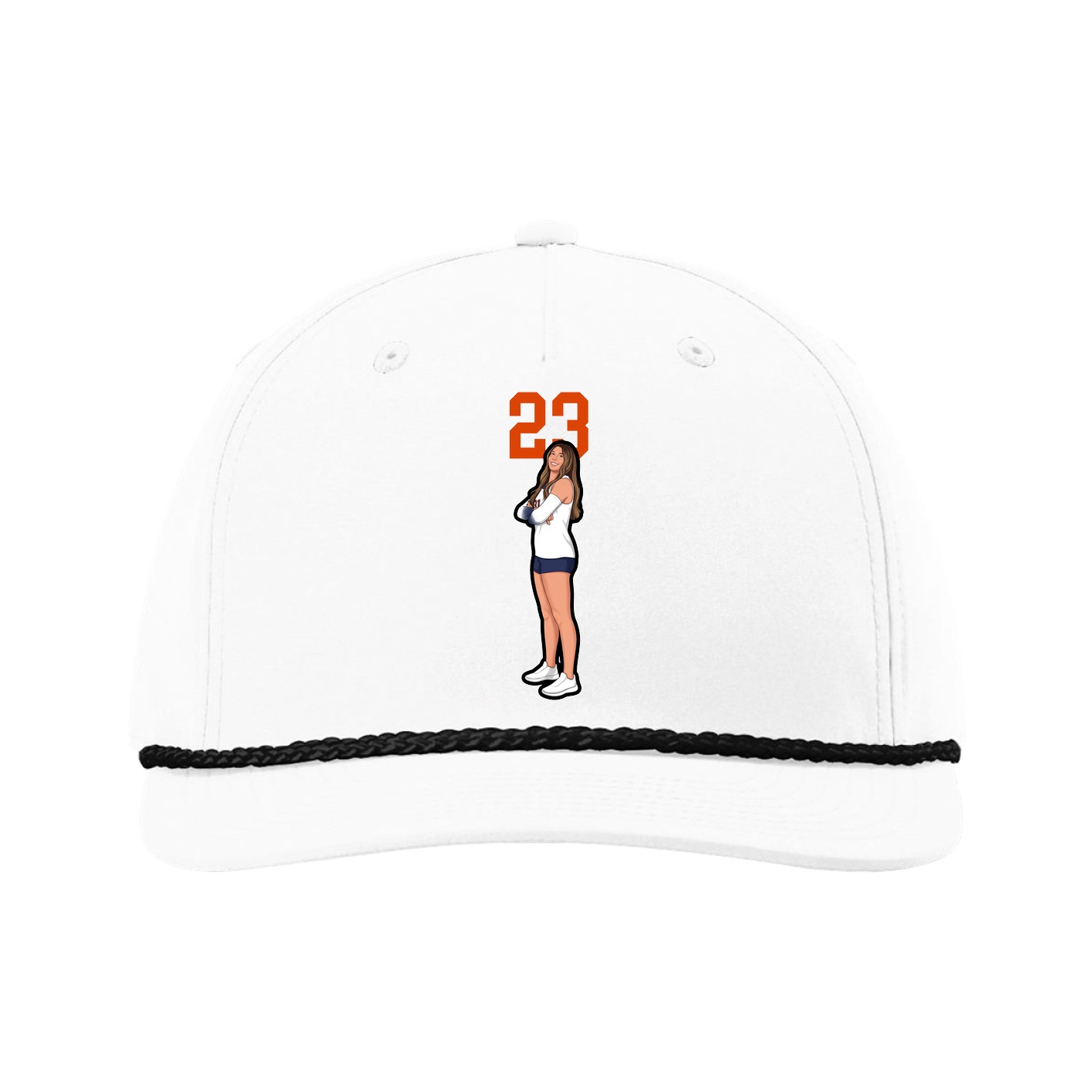 Five-Panel Classic Rope Cap — Number Top in White