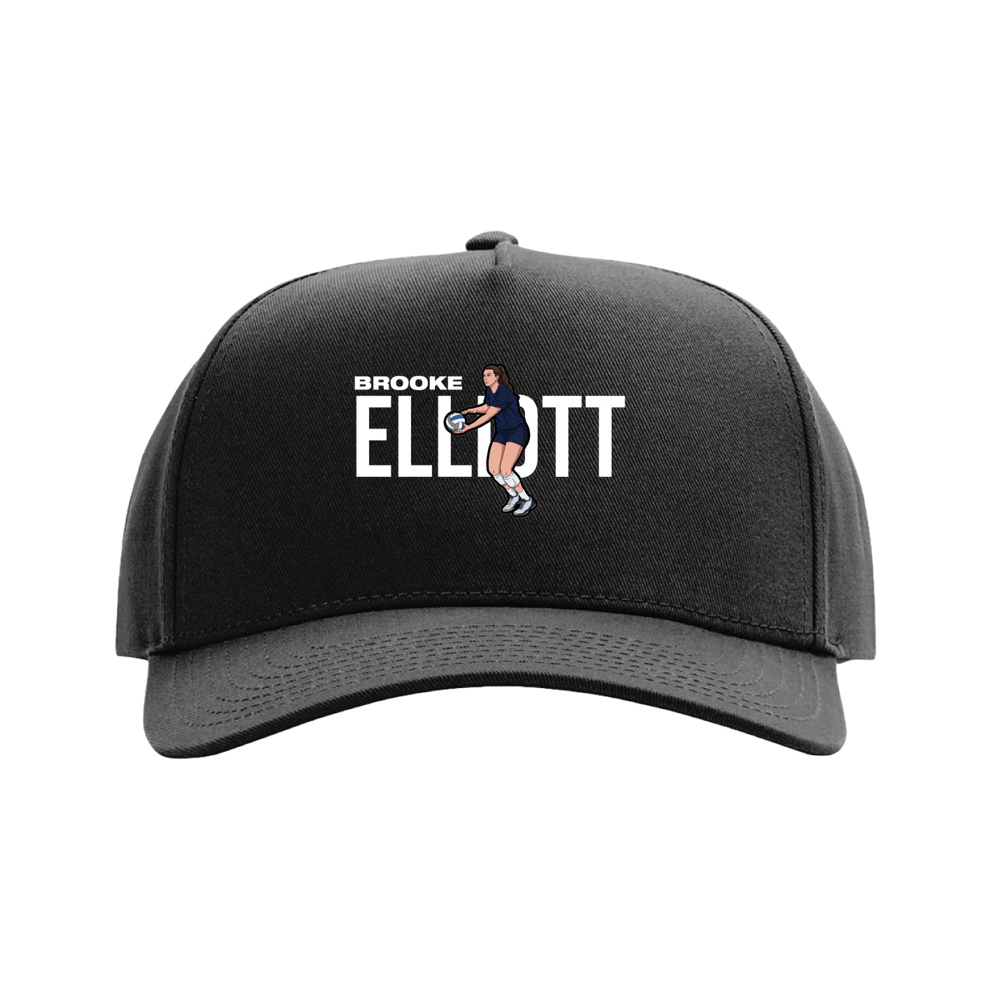 Full Fabric Five-Panel Champ Cap — Player Name in Black
