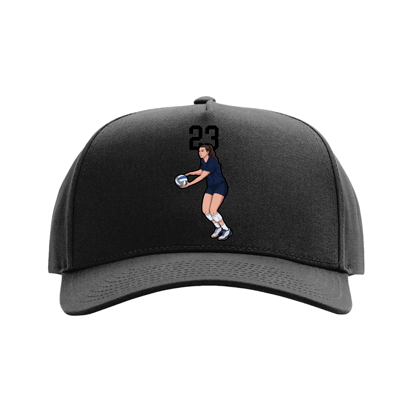Full Fabric Five-Panel Champ Cap — Number Top in Black