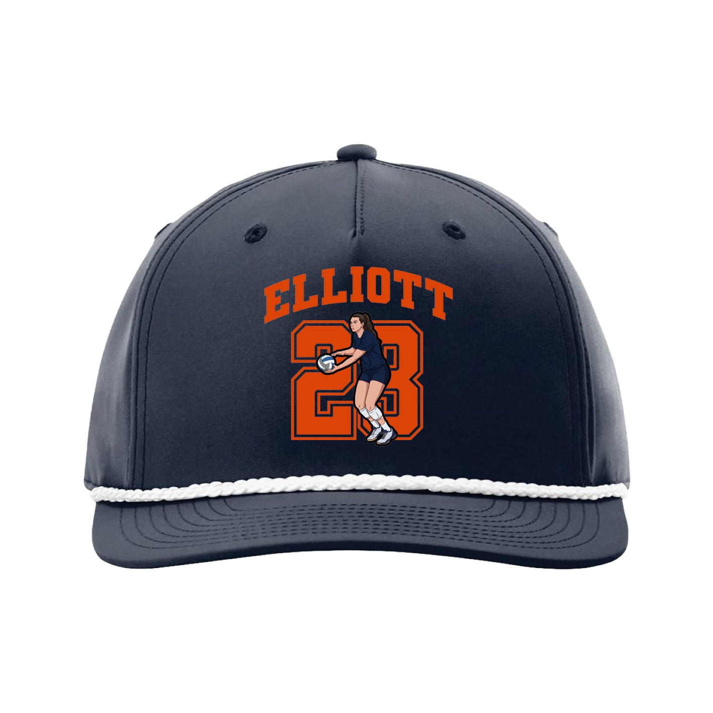 Five-Panel Classic Rope Cap — Number in Navy