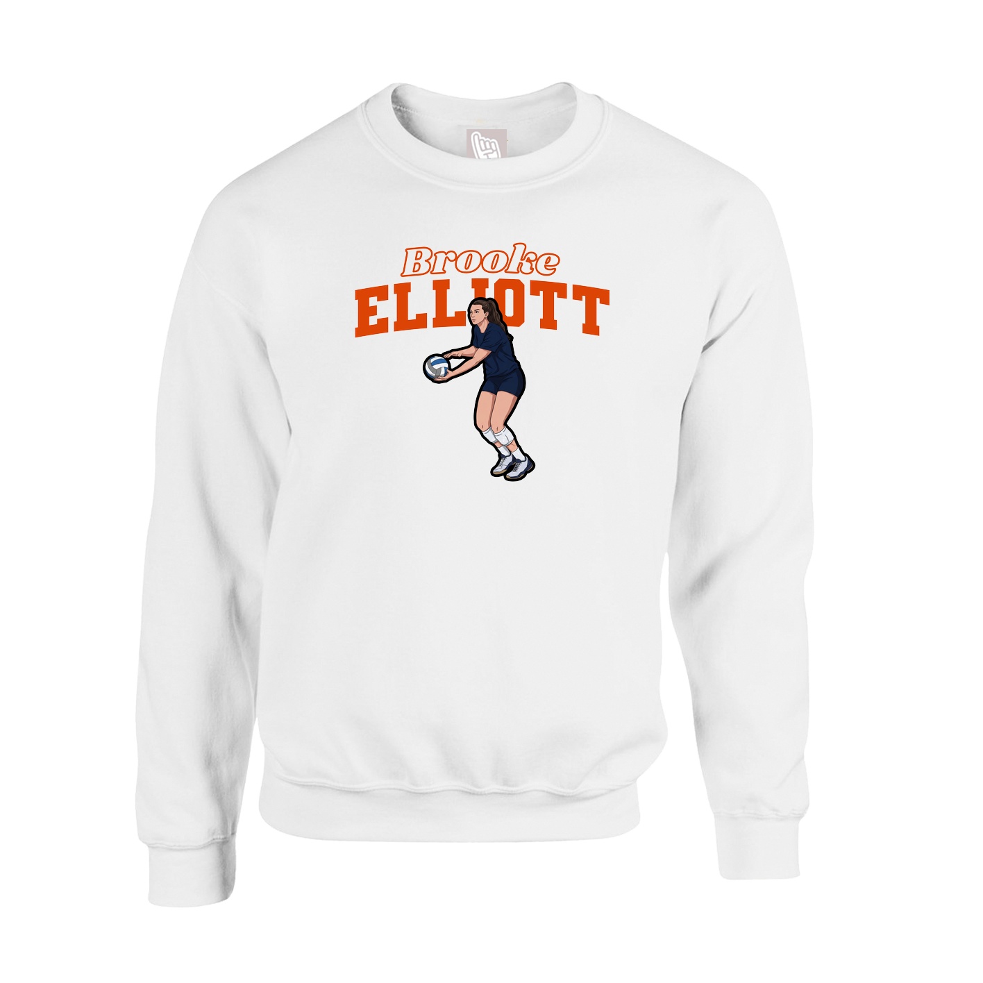 Fleece Crew — Name Arch in White