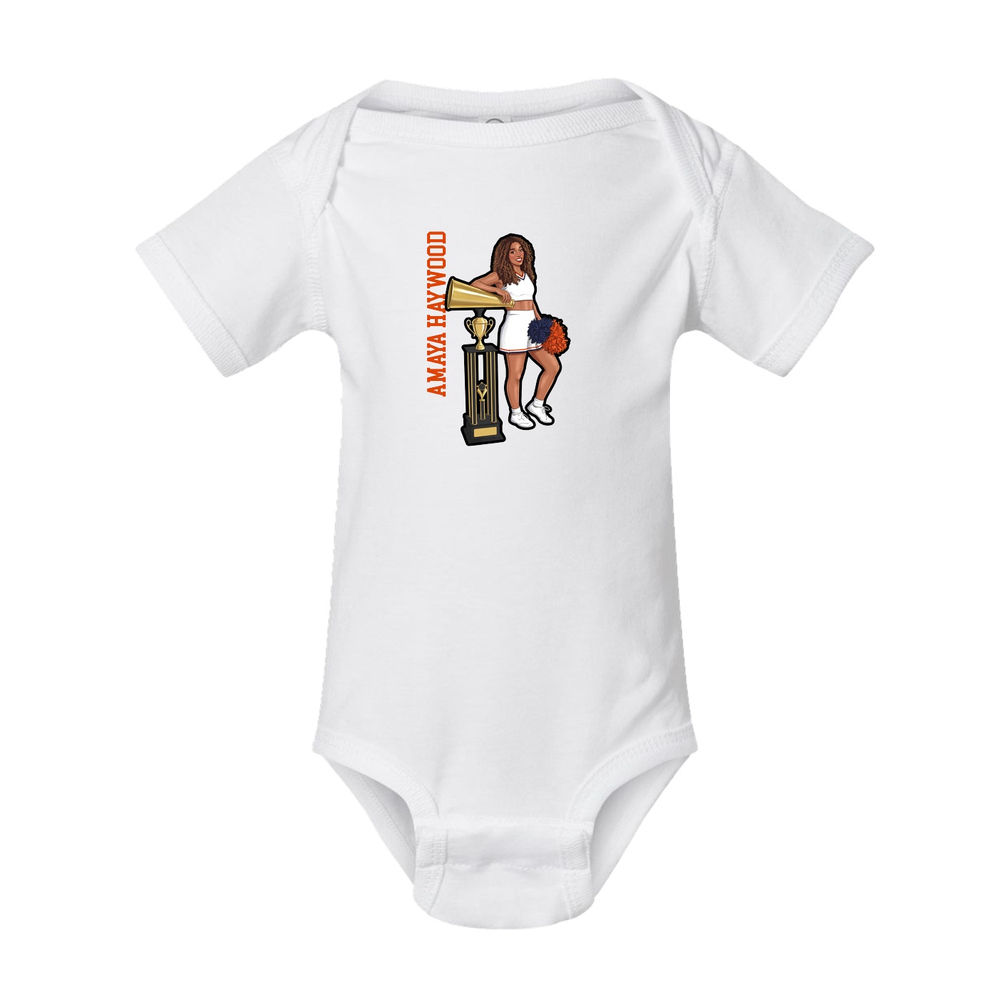 Baby Onesie — Name Vertical in White