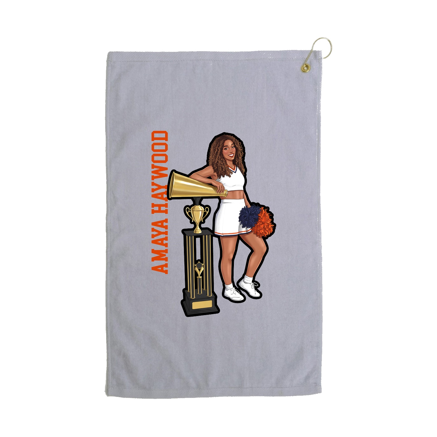 Golf Towel — Name Vertical in Grey