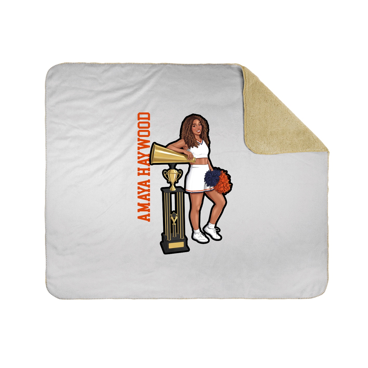 Throw Blanket — Name Vertical in White