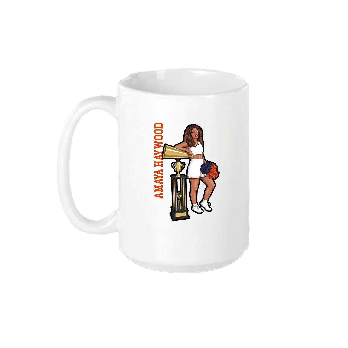 15oz Coffee Mug — Name Vertical in White