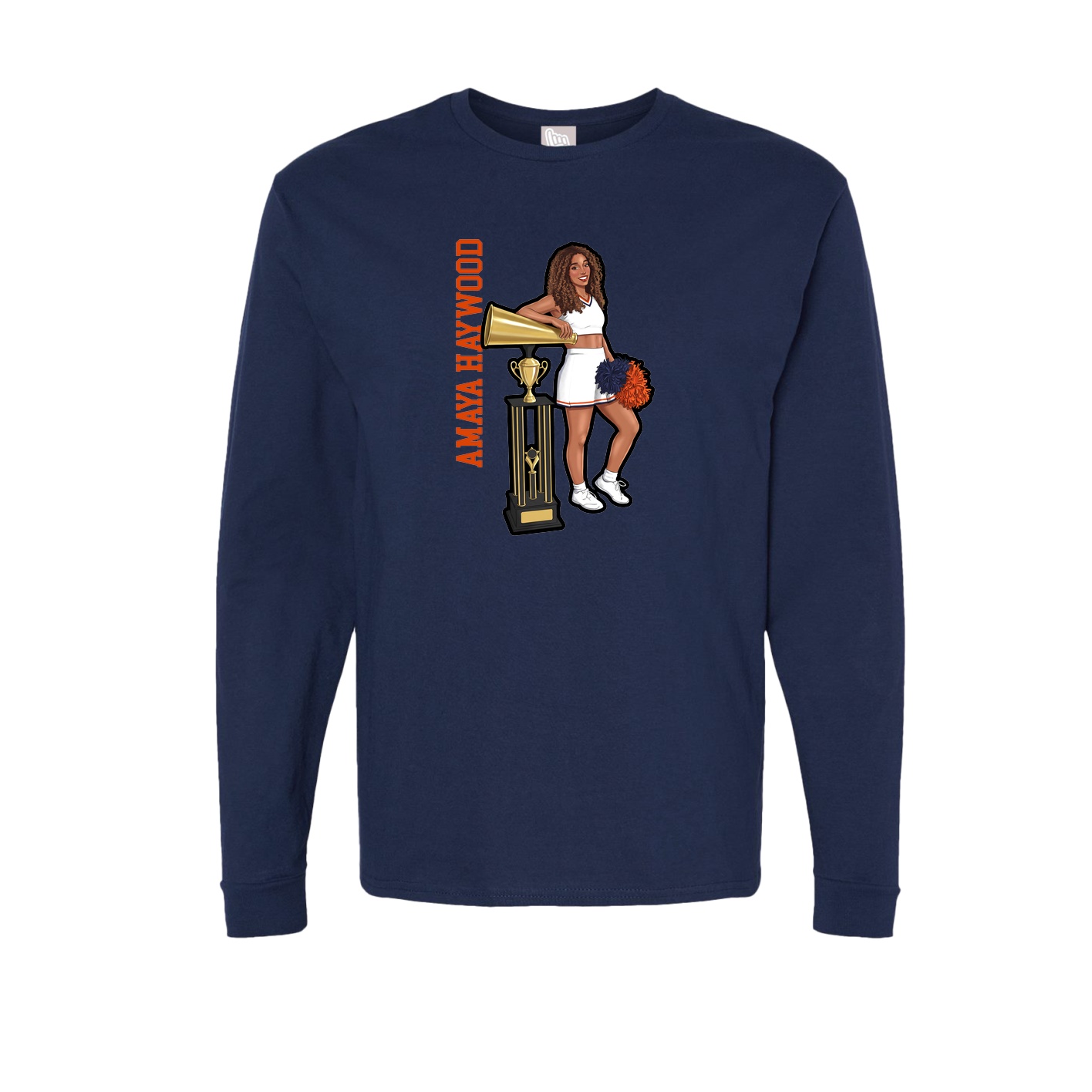 Long Sleeve Tee — Name Vertical in Navy