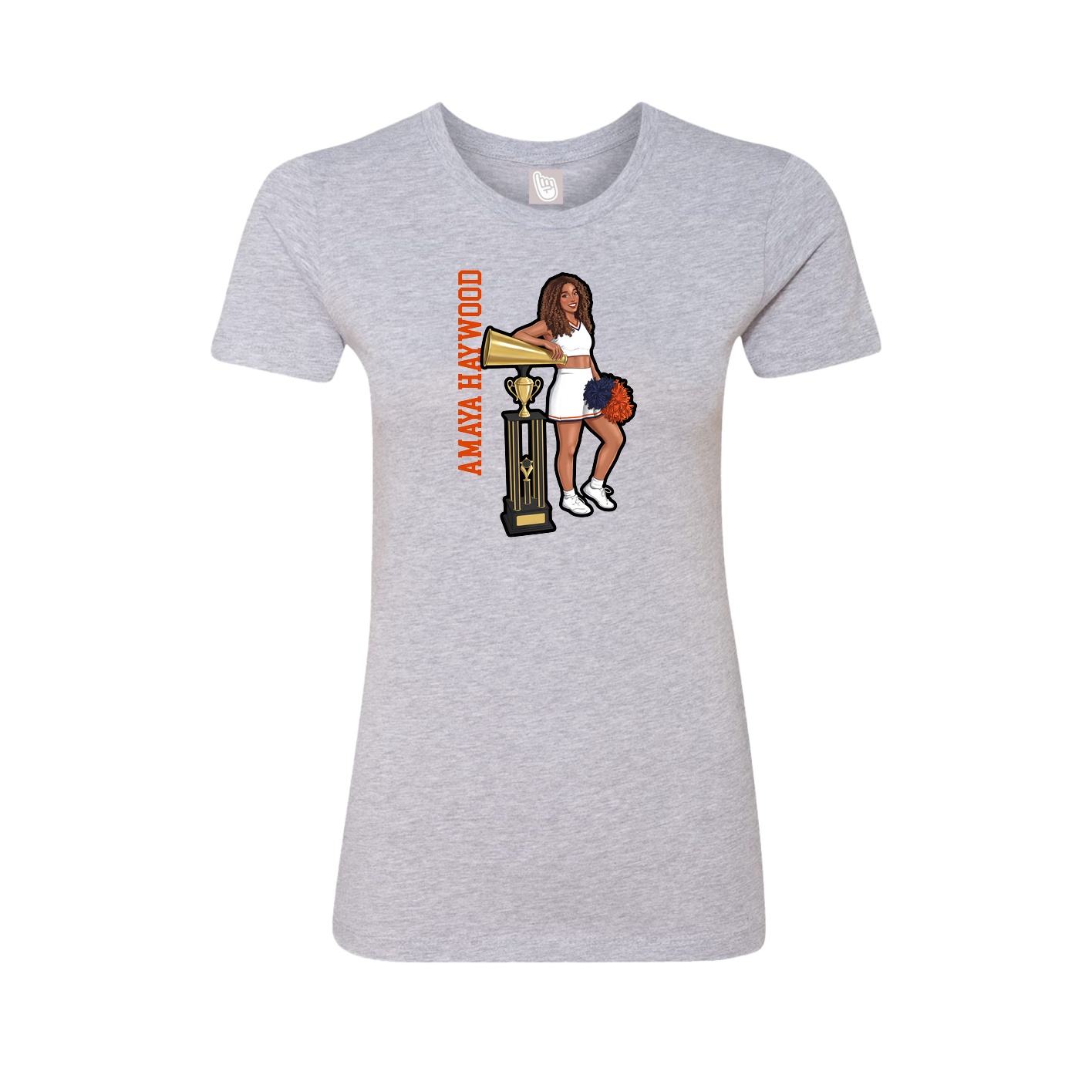Fitted Women's Tee — Name Vertical in Grey