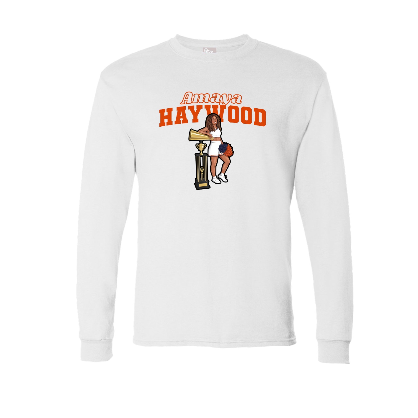 Long Sleeve Tee — Name Arch in White