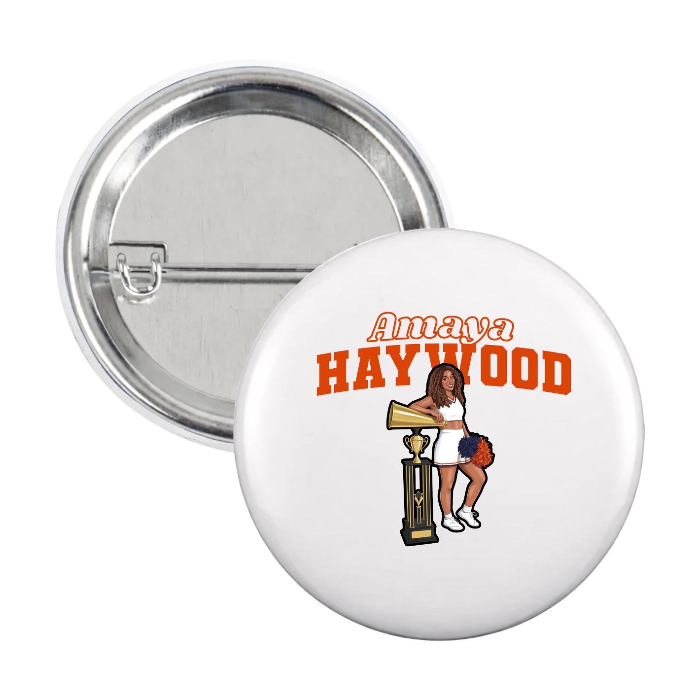 Game Day Button — Name Arch in White