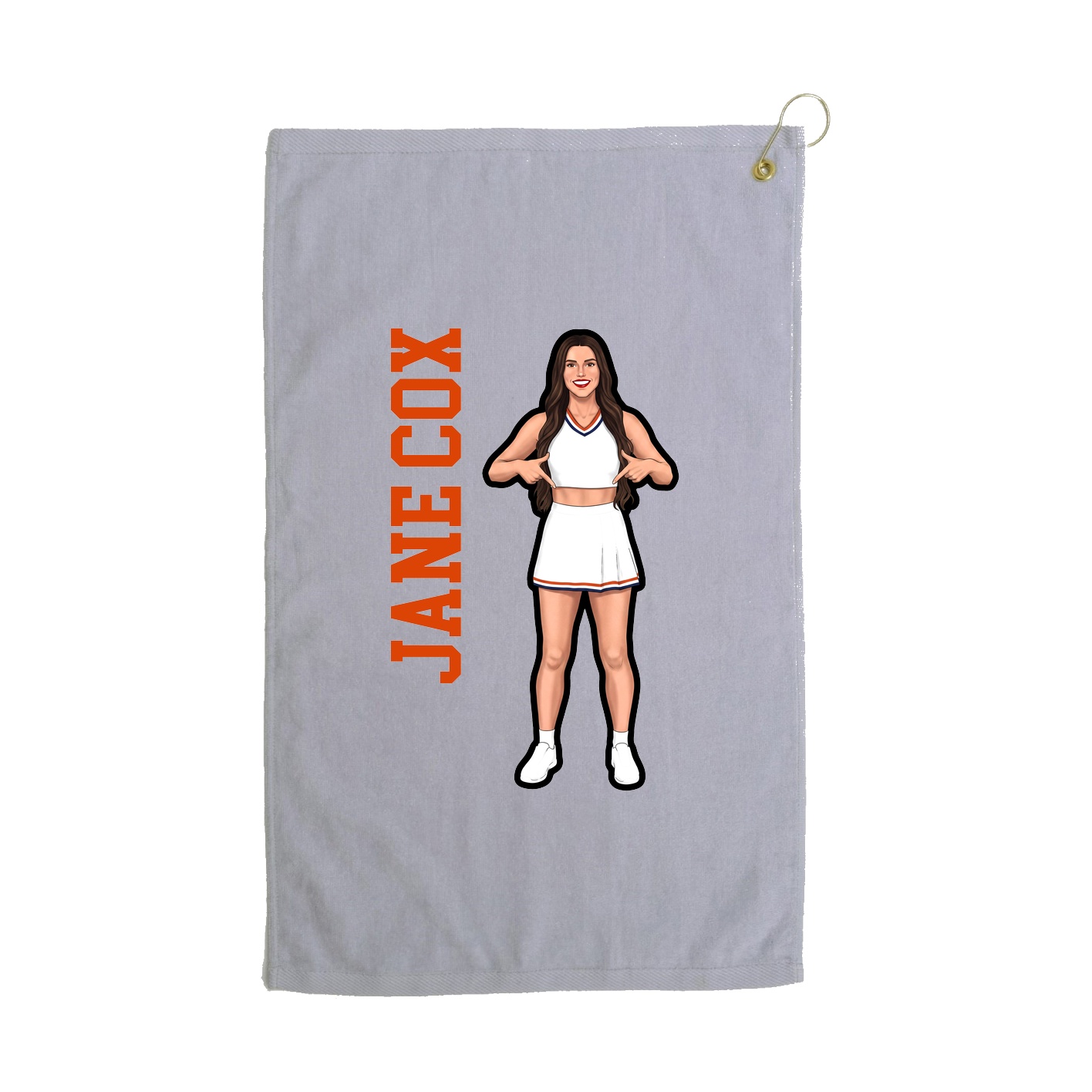 Golf Towel — Name Vertical in Grey