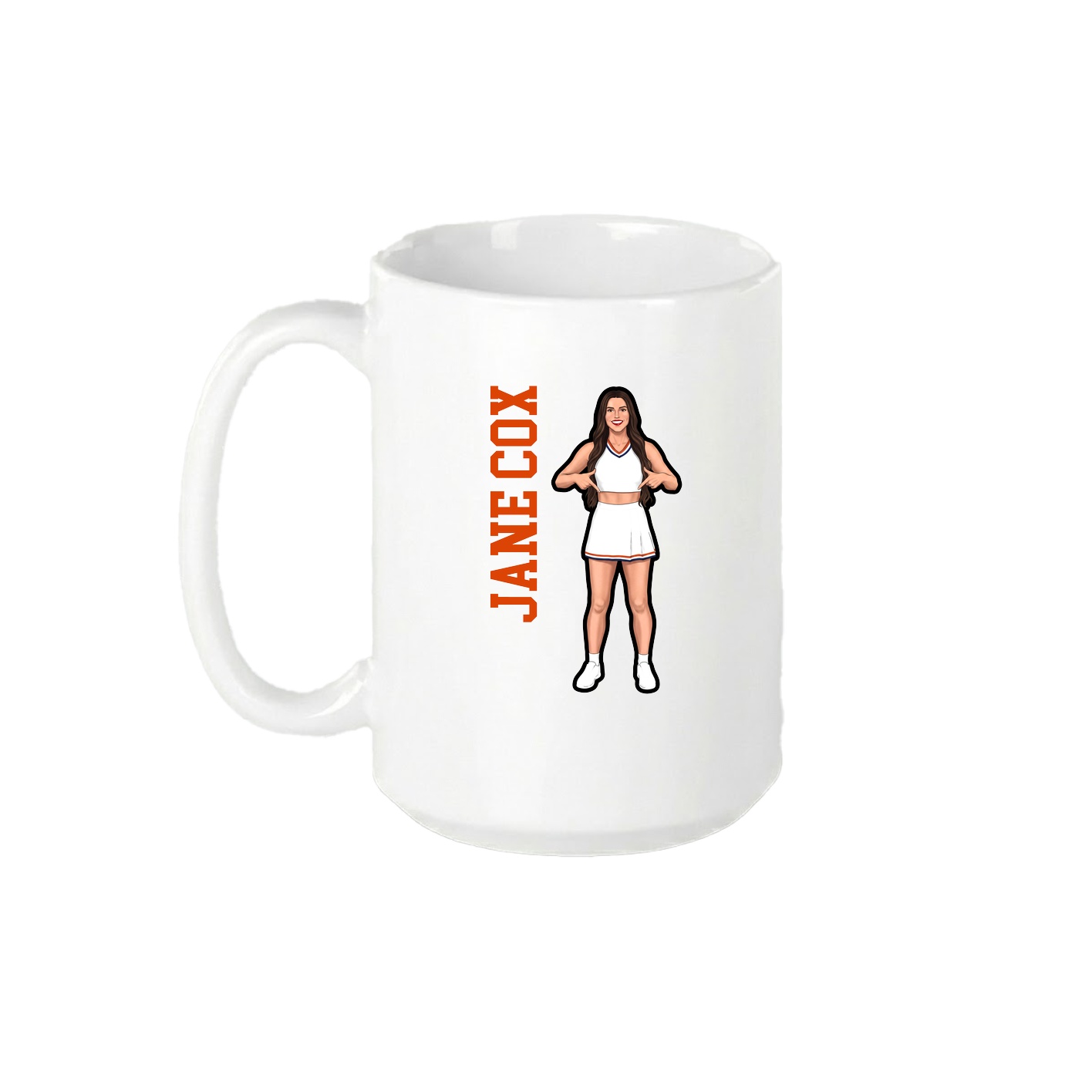 15oz Coffee Mug — Name Vertical in White