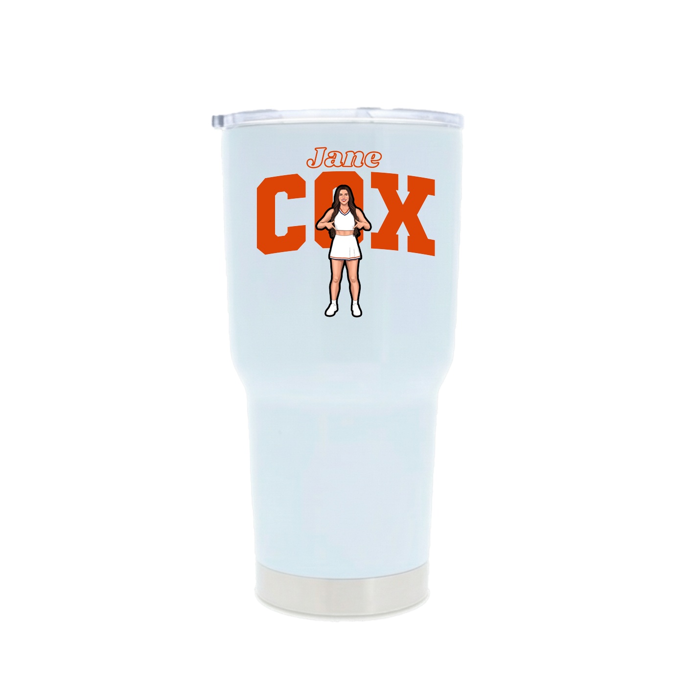 30oz Stainless Steel Tumbler — Name Arch in White