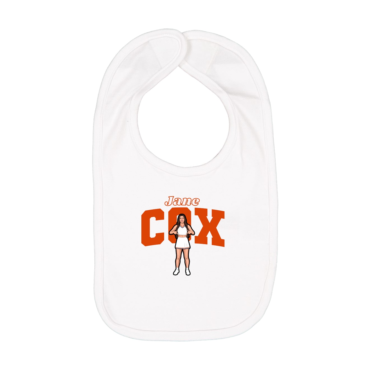 Infant Bib — Name Arch in White