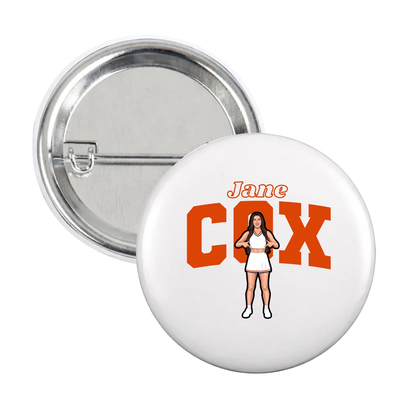 Game Day Button — Name Arch in White